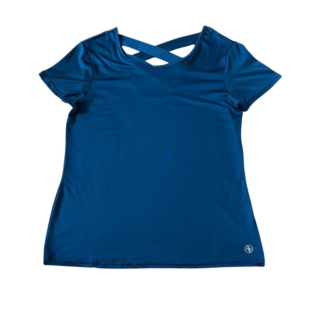 Adrienne Vittadini Blue Short Sleeve Active Tee Womens Size M
